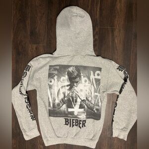 Justin Bieber World Tour Hoodie Sweatshirt SZ Small Grey *see description
